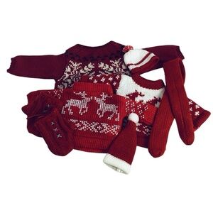 🐳 Teddy Bear Red Knit Holiday Sweater Bundle